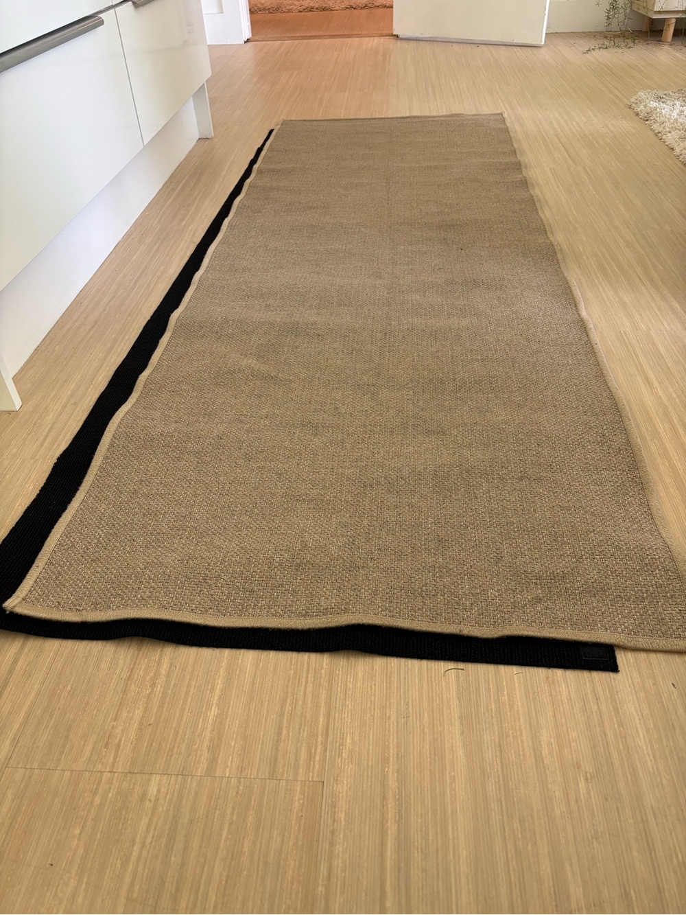 Ruggable washable runner rug neutral woven Tan 2.5 by 7 feet with pad